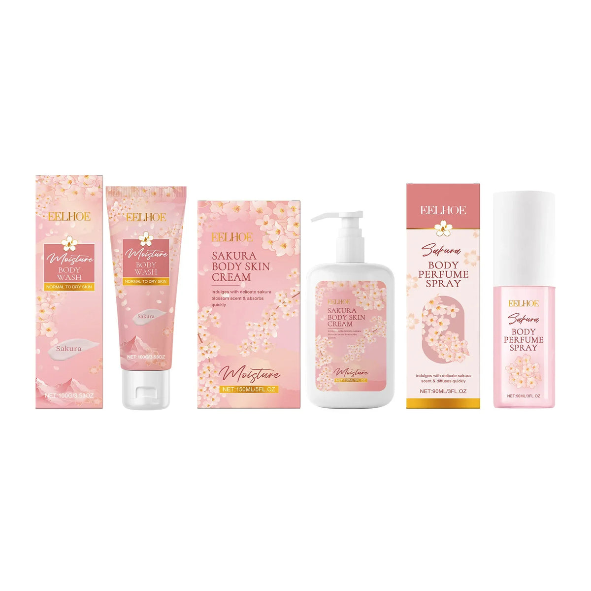 EELHOE Sakura Body Care Set – Shower Gel, Lotion & Body Spray