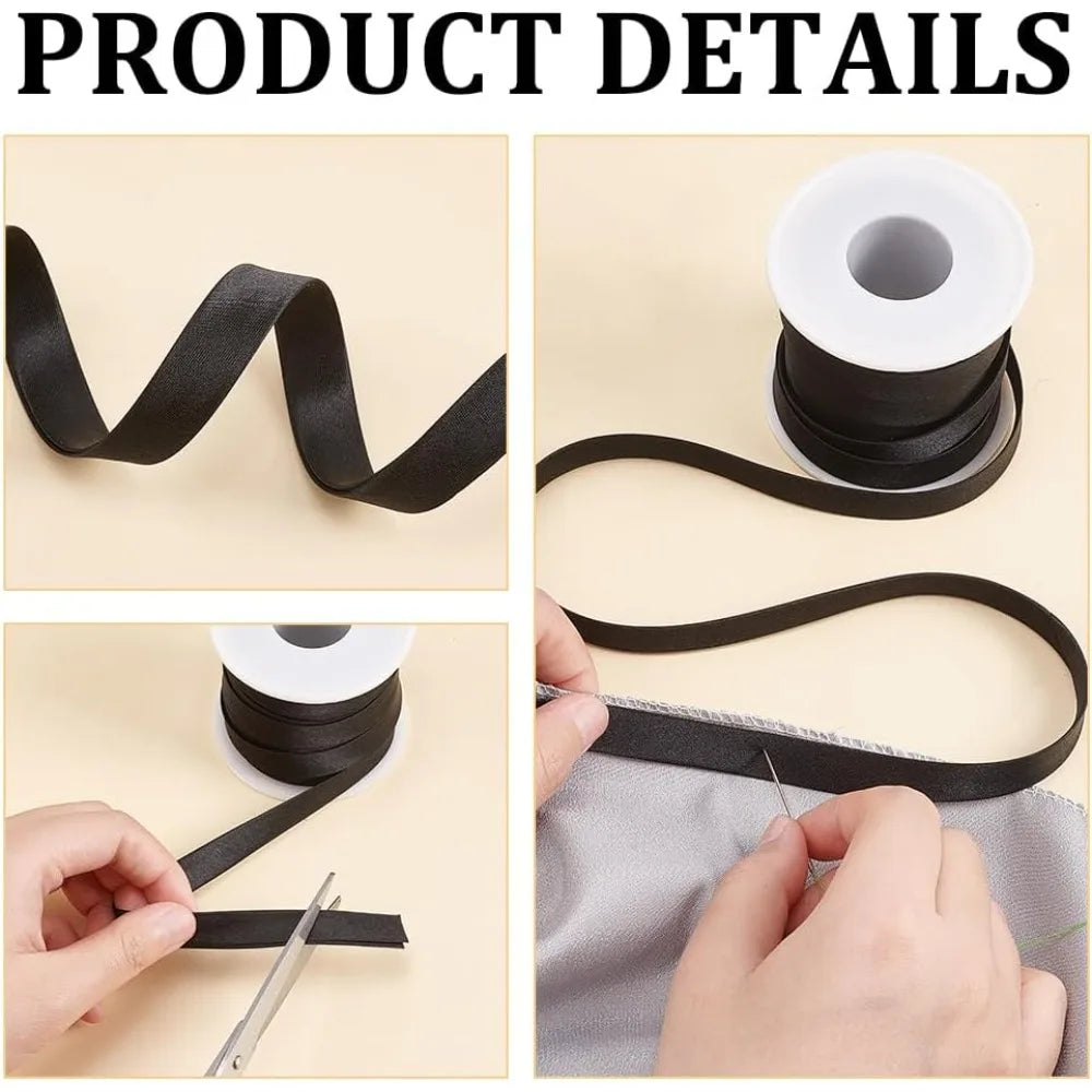 12.5M Black Satin Piping Trim Ribbon – Cheongsam & Sewing Trim