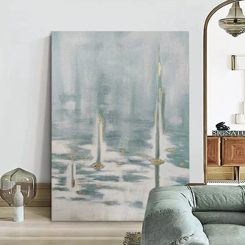 Nordic Gold Foil Abstract Hand-Painted Canvas Oil Painting