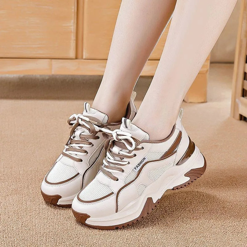 YEAE Women's Retro Platform Sneakers – Casual Lace-Up Shoes