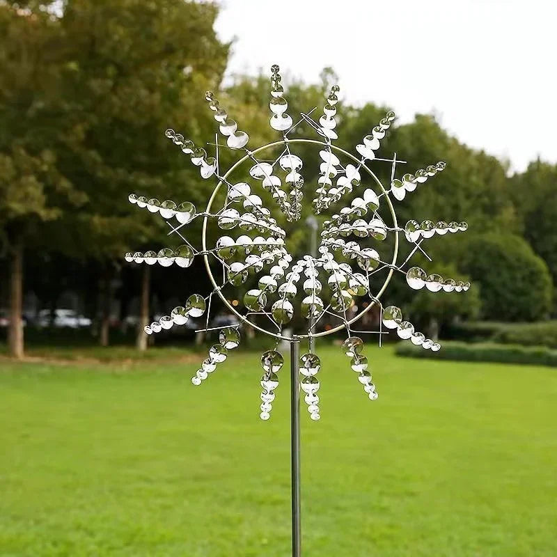 Metal Garden Windmill Wind Spinner – Rotating Outdoor Sculpture