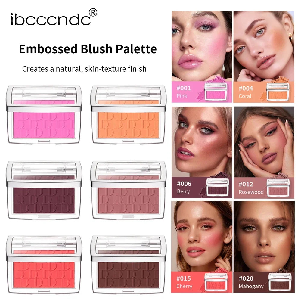 Matte Embossed Blush Palette – High-Pigment Pink & Coral Powder