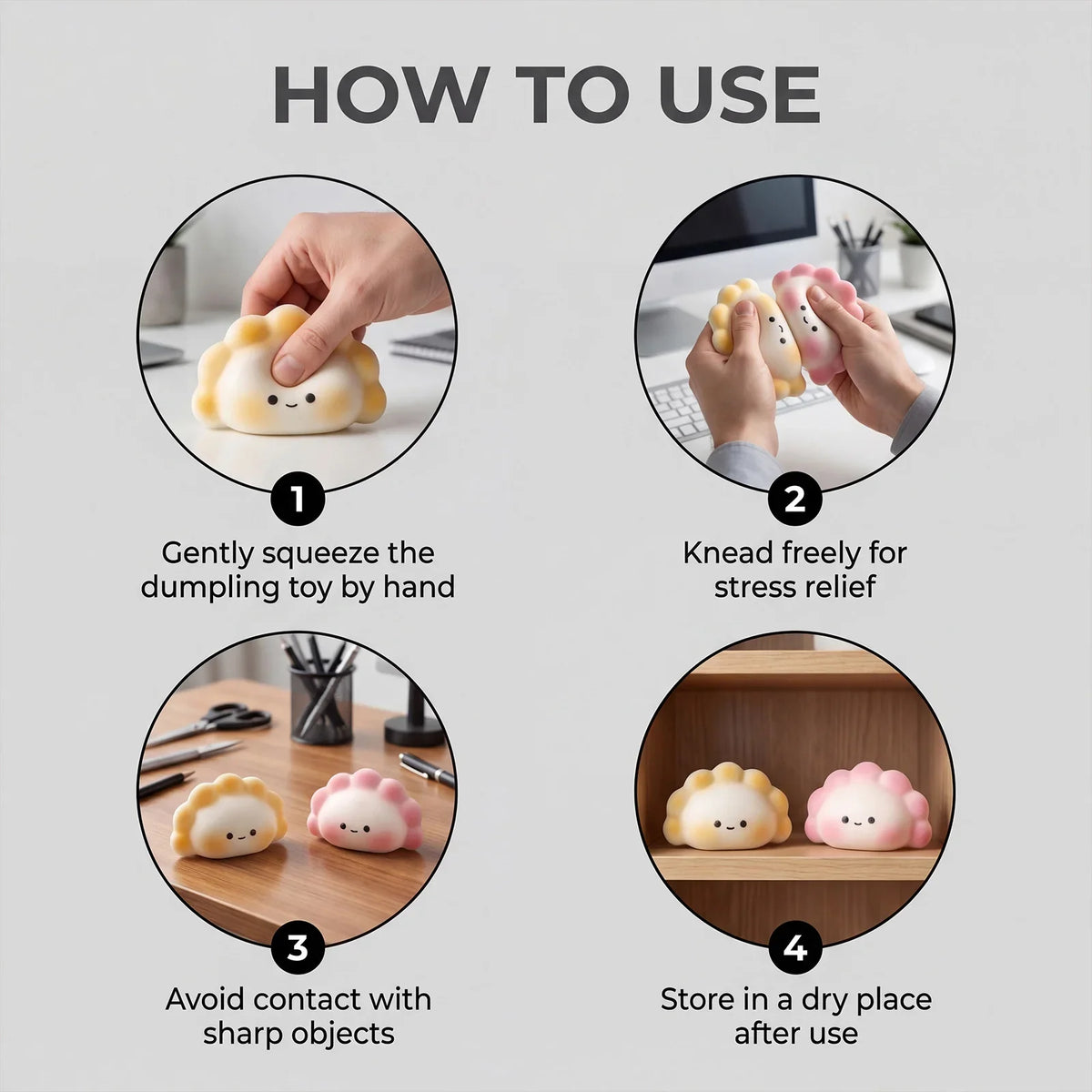 Dumpling Squishy Slow Rising Fidget Toy – Sensory Squeeze Ball