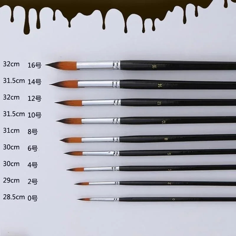 Long Handle Nylon Watercolor Brush Acrylic Painting Brushes Gouache