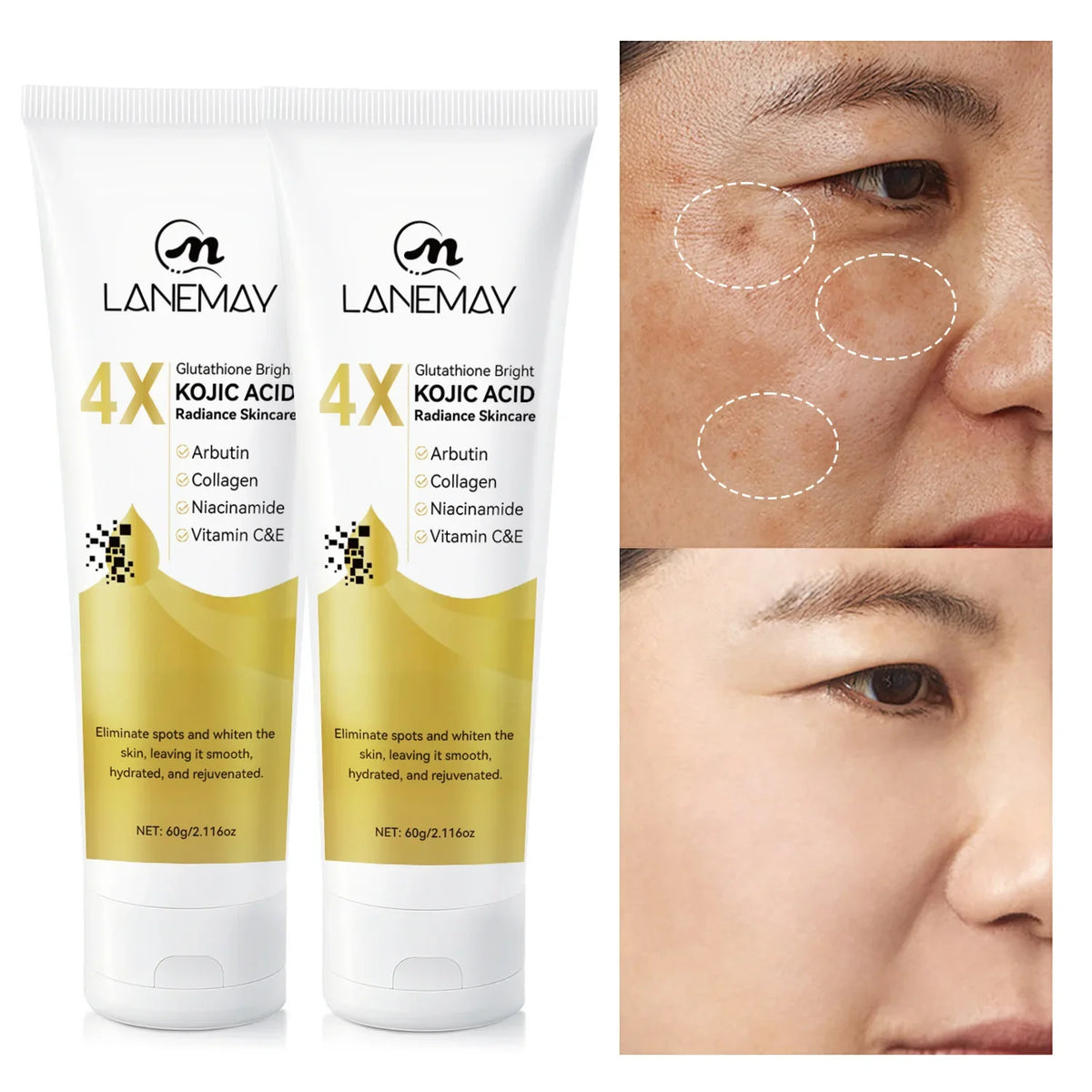 Glutathione & Kojic Acid Brightening Cream – Even Tone, 60g