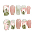 YADORNOS Lotus Press On Nails | Chinese Floral Pink Fake Nails