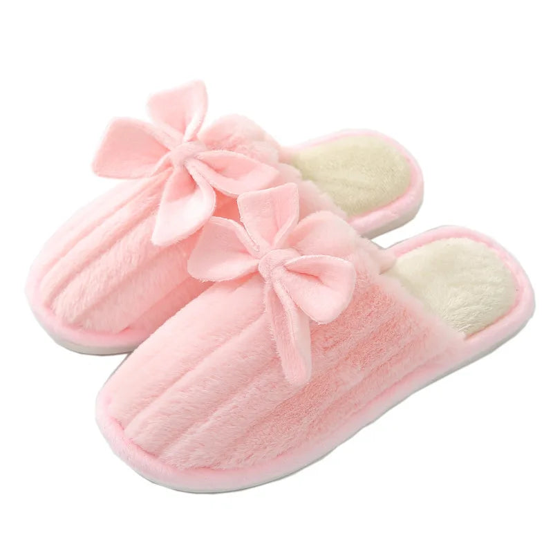 Women's Winter Cotton Slippers – Cozy Butterfly Knot Indoor
