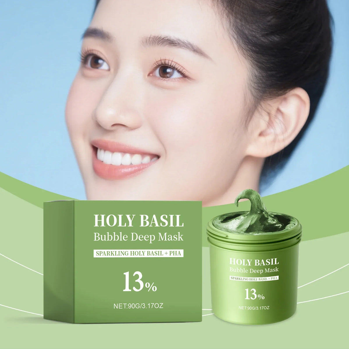 Holy Basil Bubble Mud Mask – Pore Minimizer & Blackhead Remover