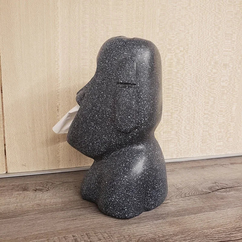 Tissue Box Cover Easter Island Resin Stone Figurine Indoor Home