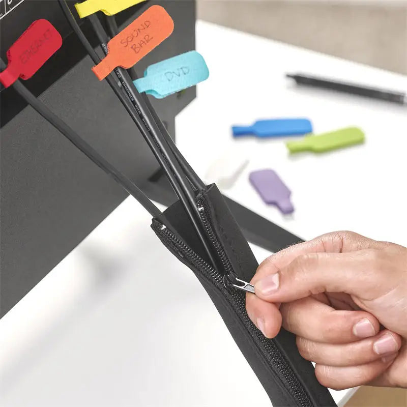 1 2 Black Data Cable Organizer Self-adhesive Desktop Network