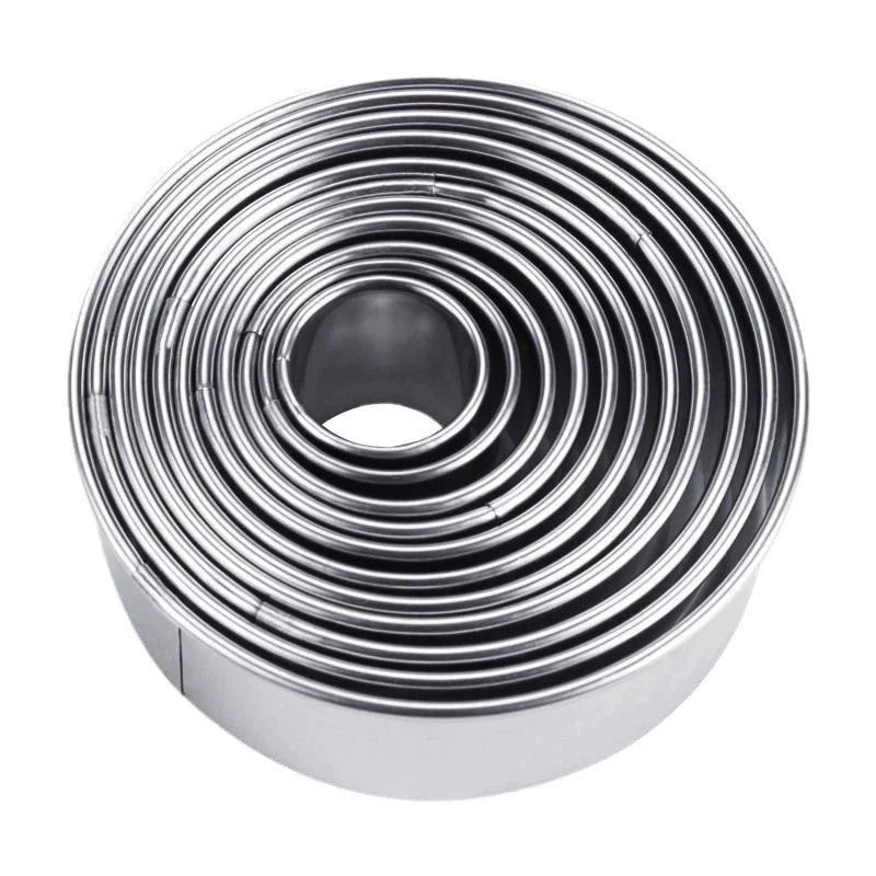 11-Piece Stainless Steel Round Cookie & Biscuit Cutter Set