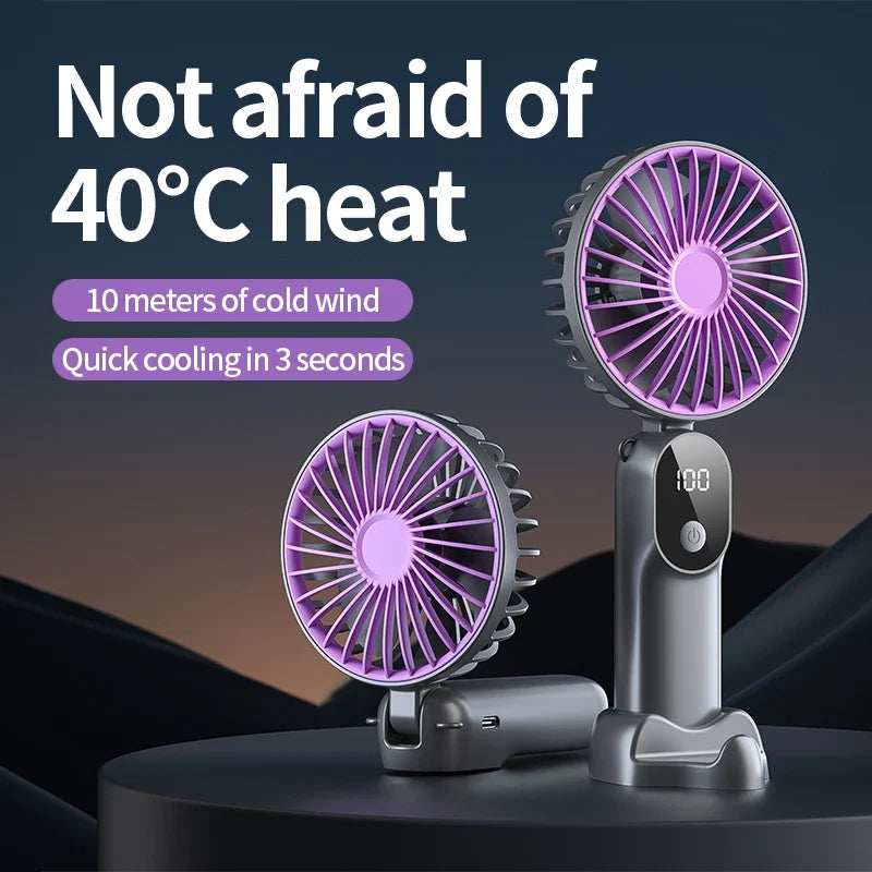 HOMEFISH Foldable Mini Handheld Fan | 6 Speed USB Rechargeable