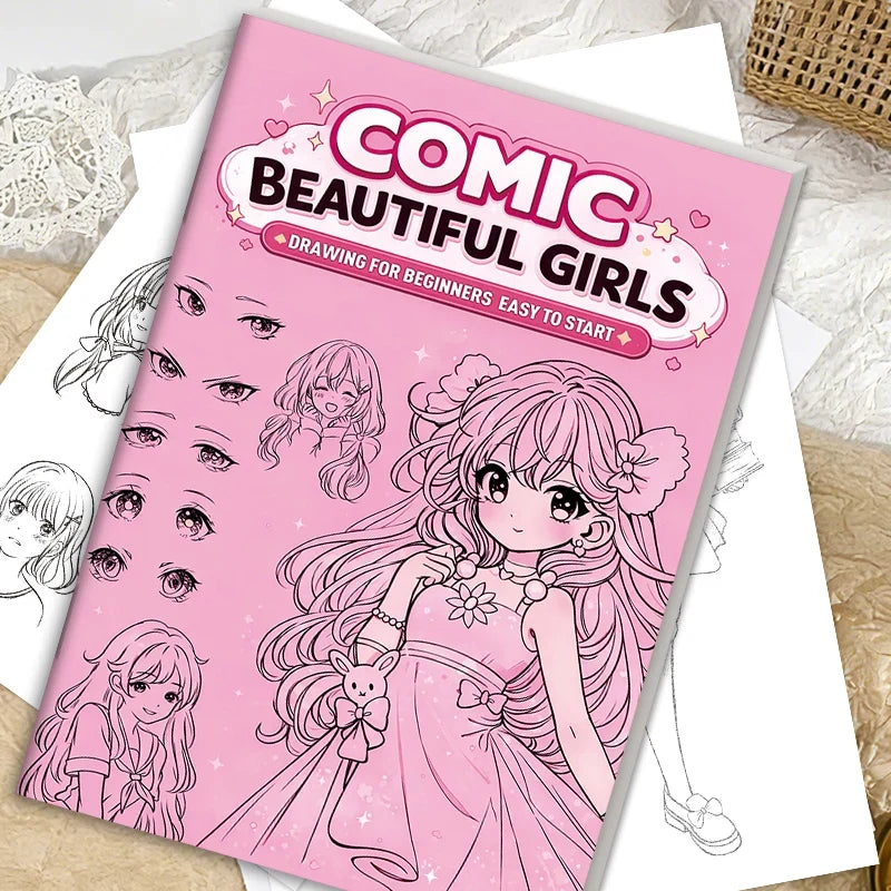 Comic Drawing Book Girls 32 Pages Cartoon Art Sketch Beginners Step