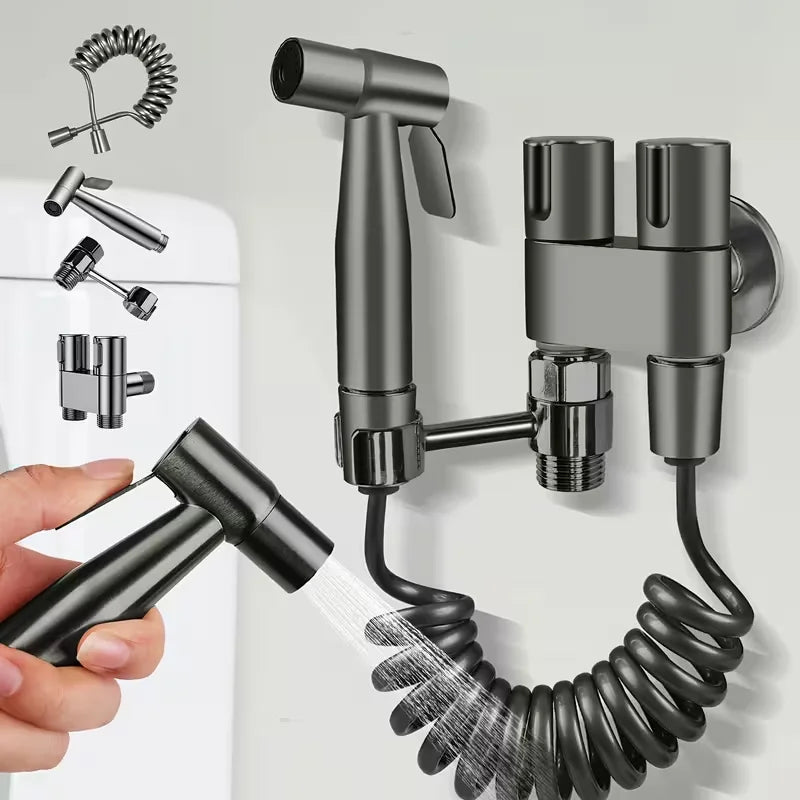 360° Rotatable Wall-Mounted Bidet Sprayer & Retractable Hose