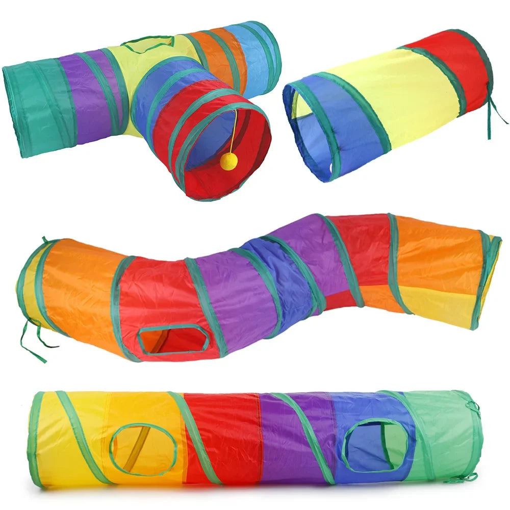 Cat Tunnel Tube Kitty Bored Pet Toys Peek Hole Toy