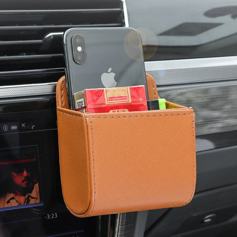 Car Air Vent Storage Bag – PU Leather Organizer Pocket