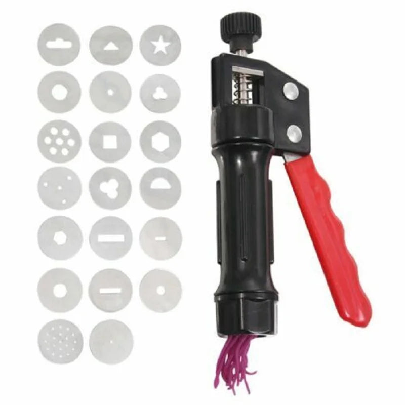 Hand-Held Clay Extruder Gun with 20 Nozzle Discs | Art Tool