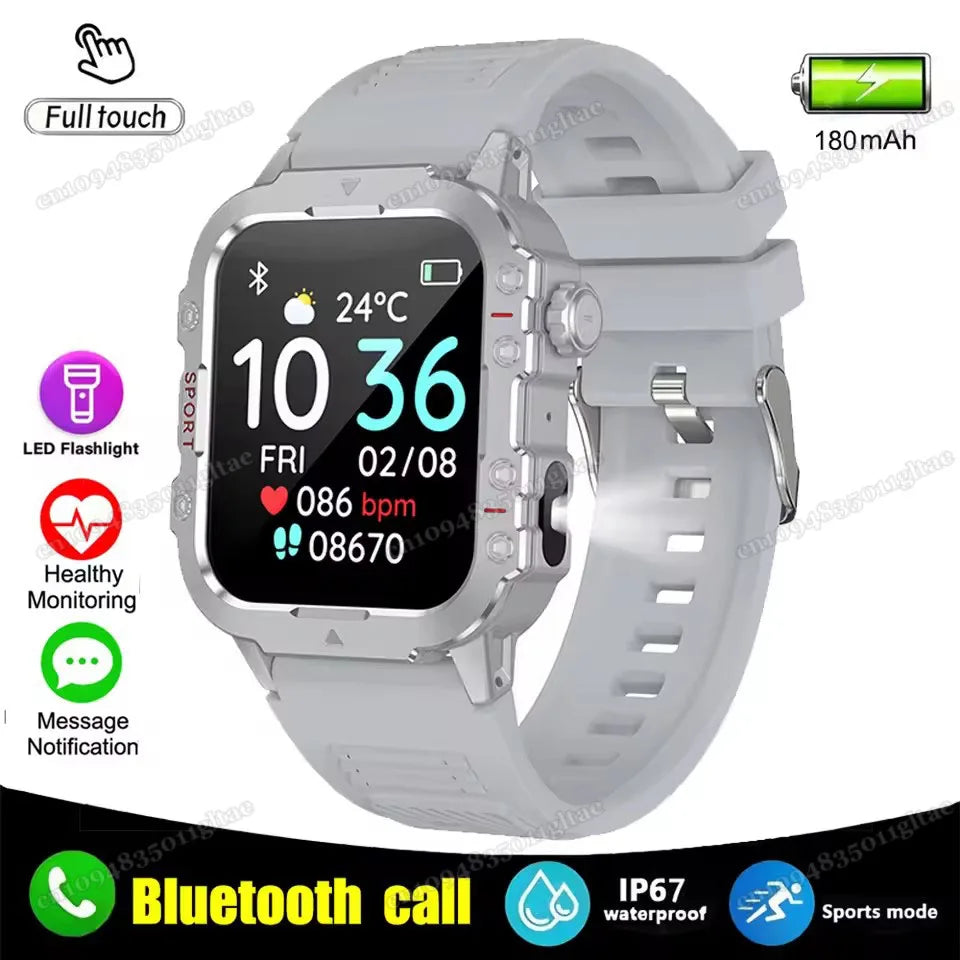 Military Outdoor Smart Watch Men S GPS Tracking Flashlight Bluetooth