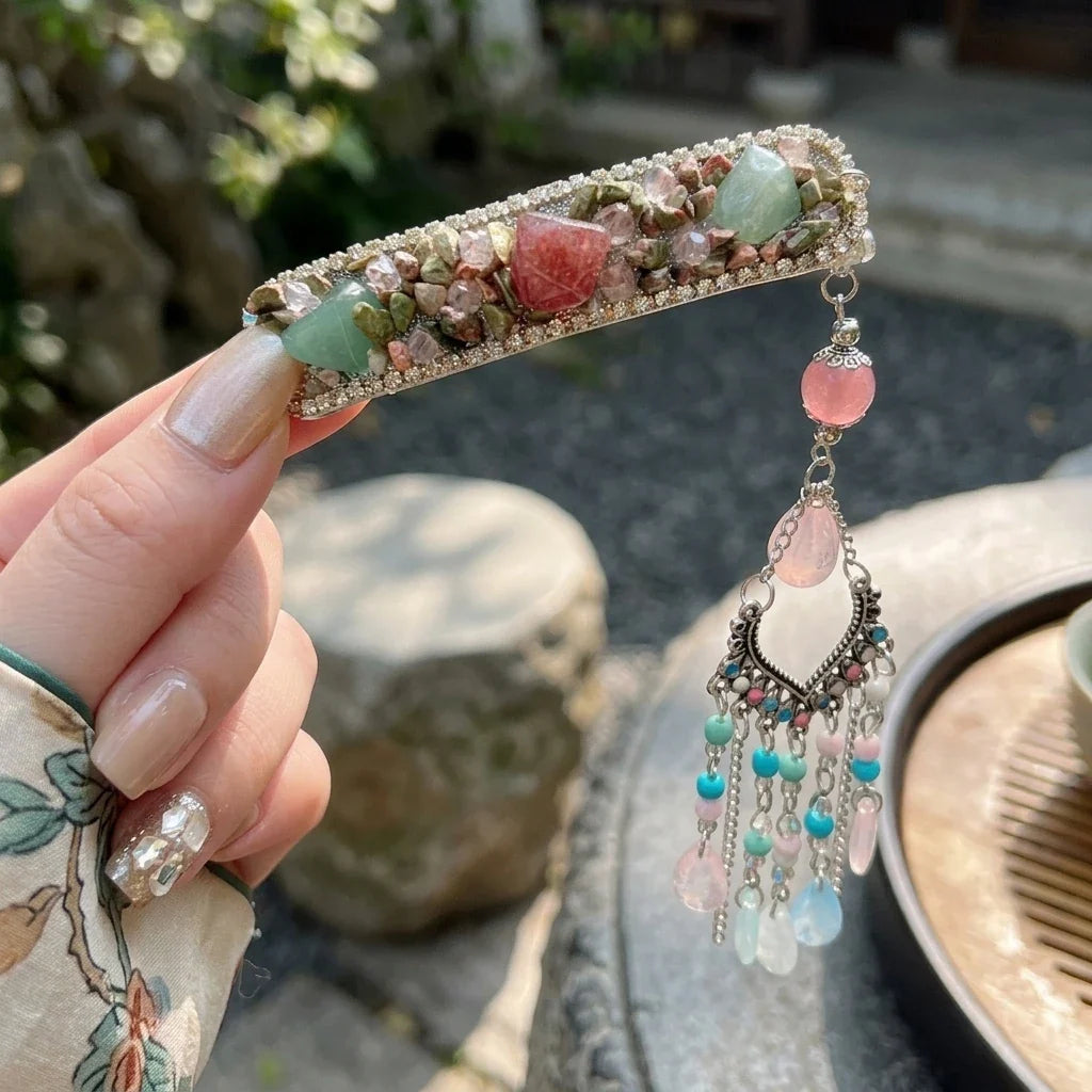 Chinese Beaded Fringe Hair Clip | Wedding & Daily Barrette