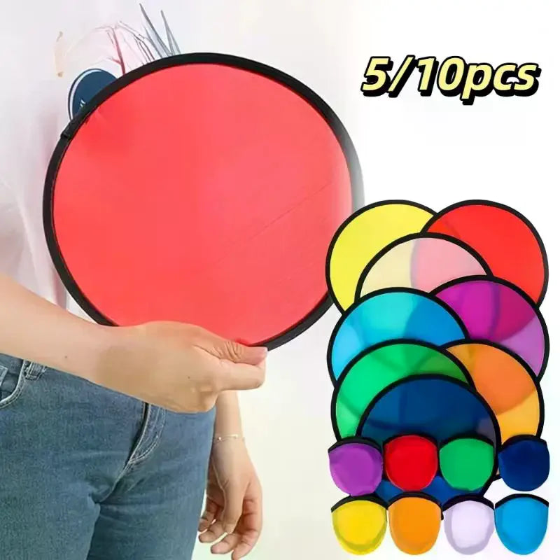Foldable Hand Fan 5/10 Pack – 2-in-1 Portable Flying Disc Fan