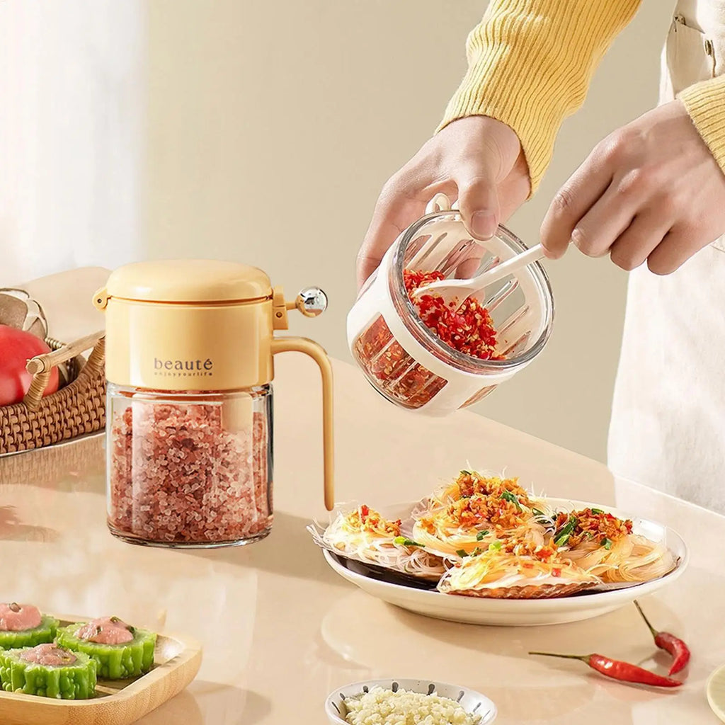 Seasoning Jars Clear Glass Containers Lids Airtight Storage Organizer