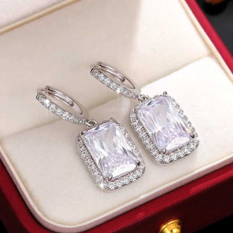 Huitan Geometric Cubic Zirconia Dangle Earrings – Women