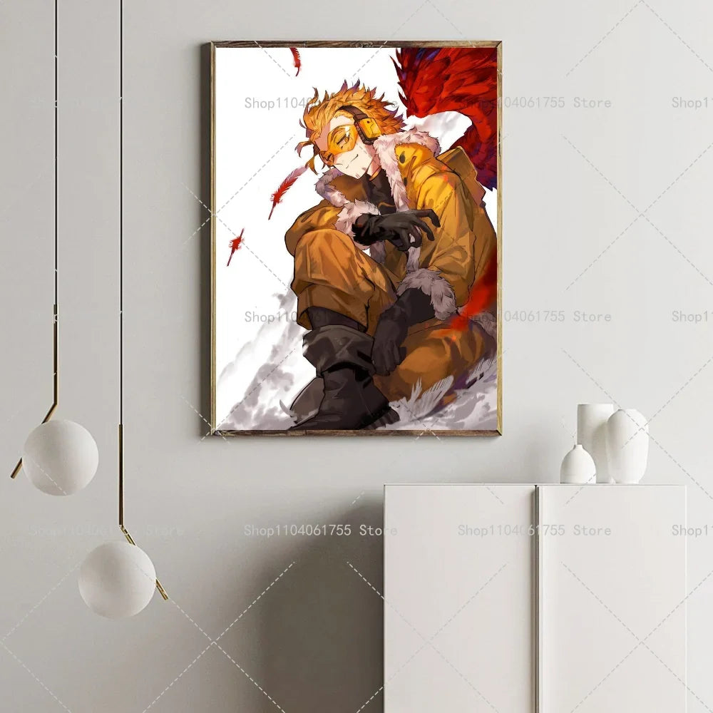 My Hero Academia Hawks Anime Poster – Self-Adhesive Wall Art