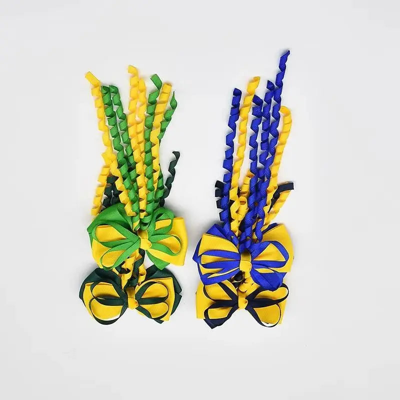 Festival Bow Hair Clips – Curly Ribbon Tassel Hairpins for Girls