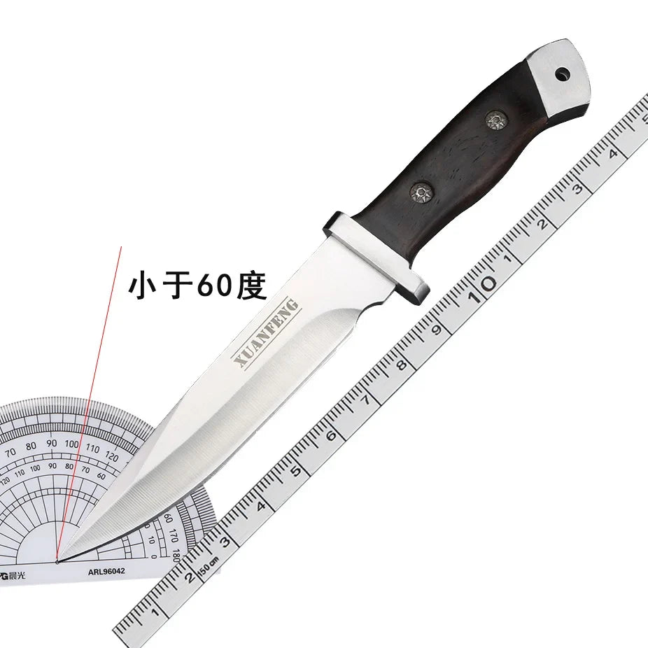 XUAN FENG D2 Steel Knife – Wood Handle BBQ & Outdoor Blade