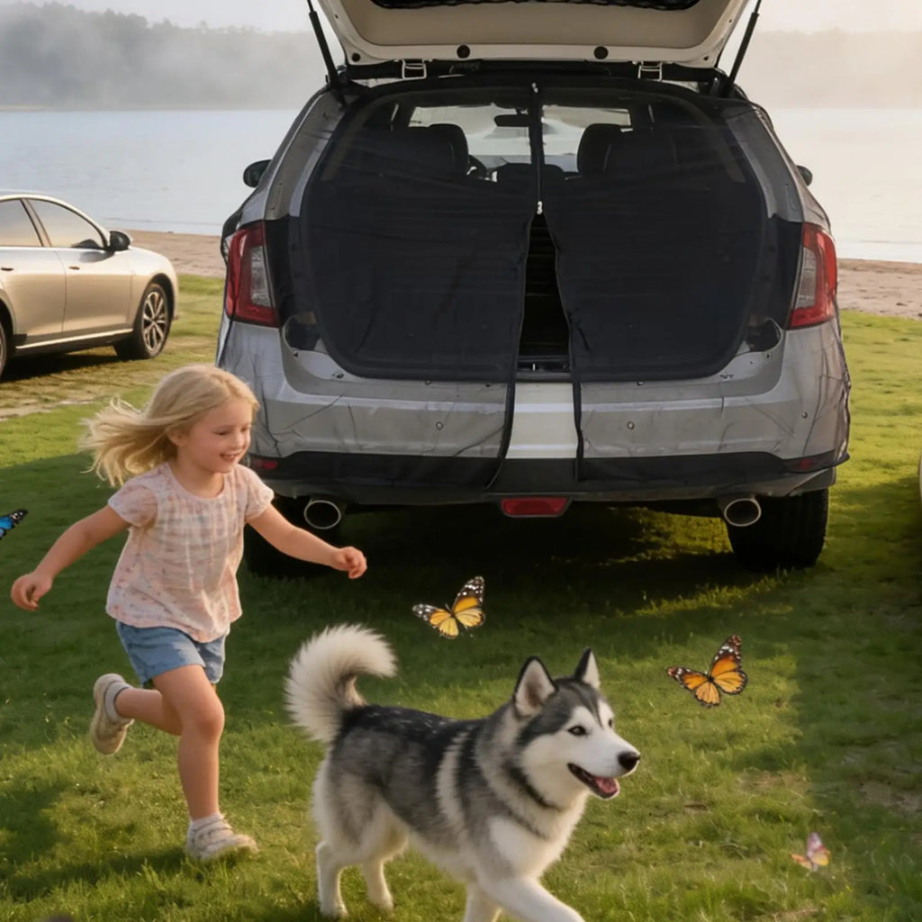SUV Tailgate Mesh Screen – Magnetic UV Fly Screen 58x57 Inch