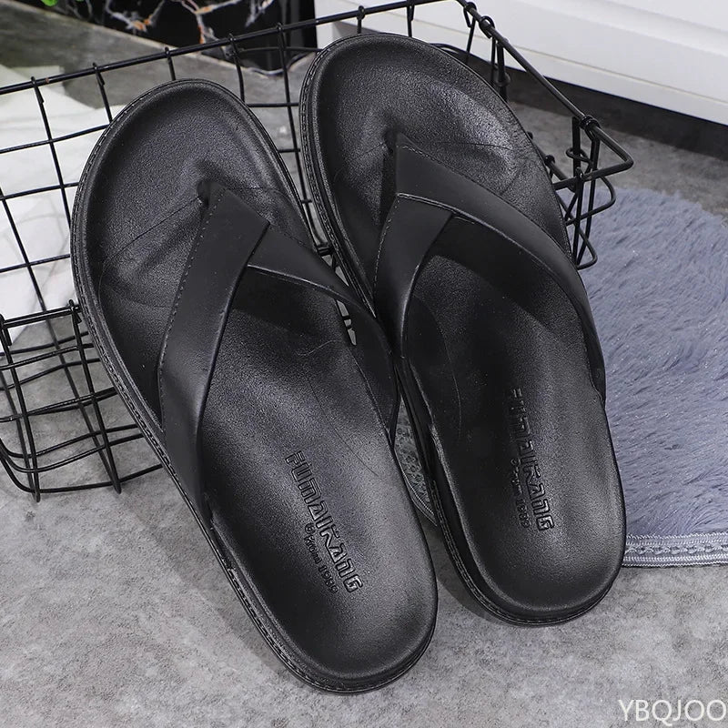 YBQJOO Men's Anti-Slip Hollow Beach Flip Flops | Summer Slippers