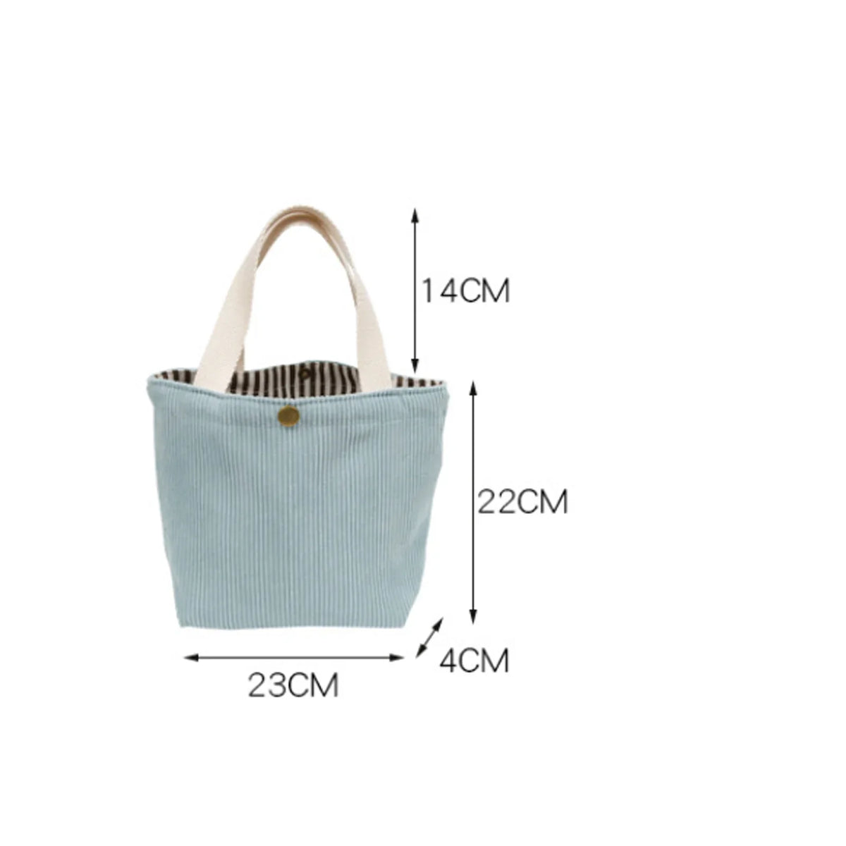 Lunch Bag Corduroy Canvas Box Drawstring Picnic Tote Eco Cotton Cloth