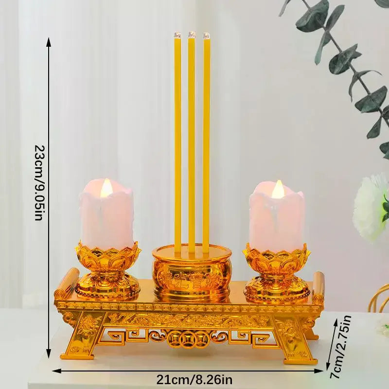 LED Prayer Candle Light | Smokeless Swinging Flame | Golden