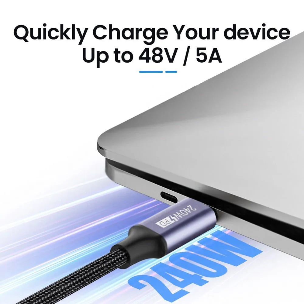240W USB-C to USB-C Fast Charging Nylon Cable – PD QC 4.0