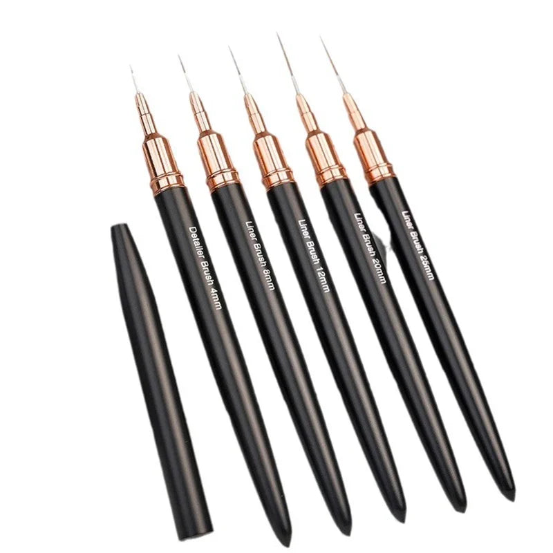 5-Piece Nail Art Liner Brush Set – 7/9/11/15/20mm Striping