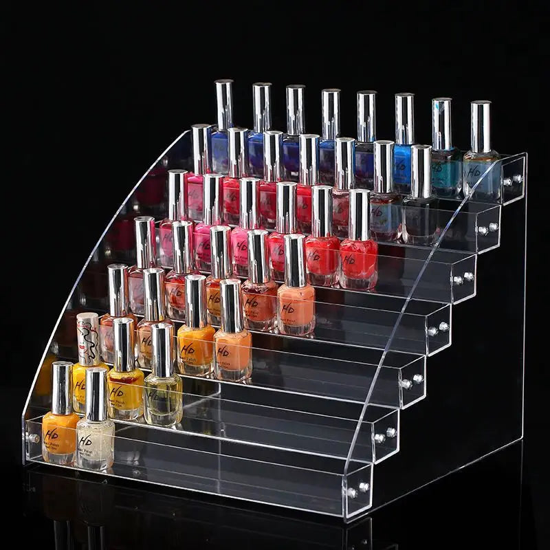 Acrylic Nail Polish Organizer – Clear Ladder Display Rack Stand