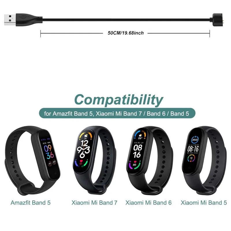 Magnetic USB Charger Cable for Xiaomi Mi Band 5 6 7 & Amazfit 5