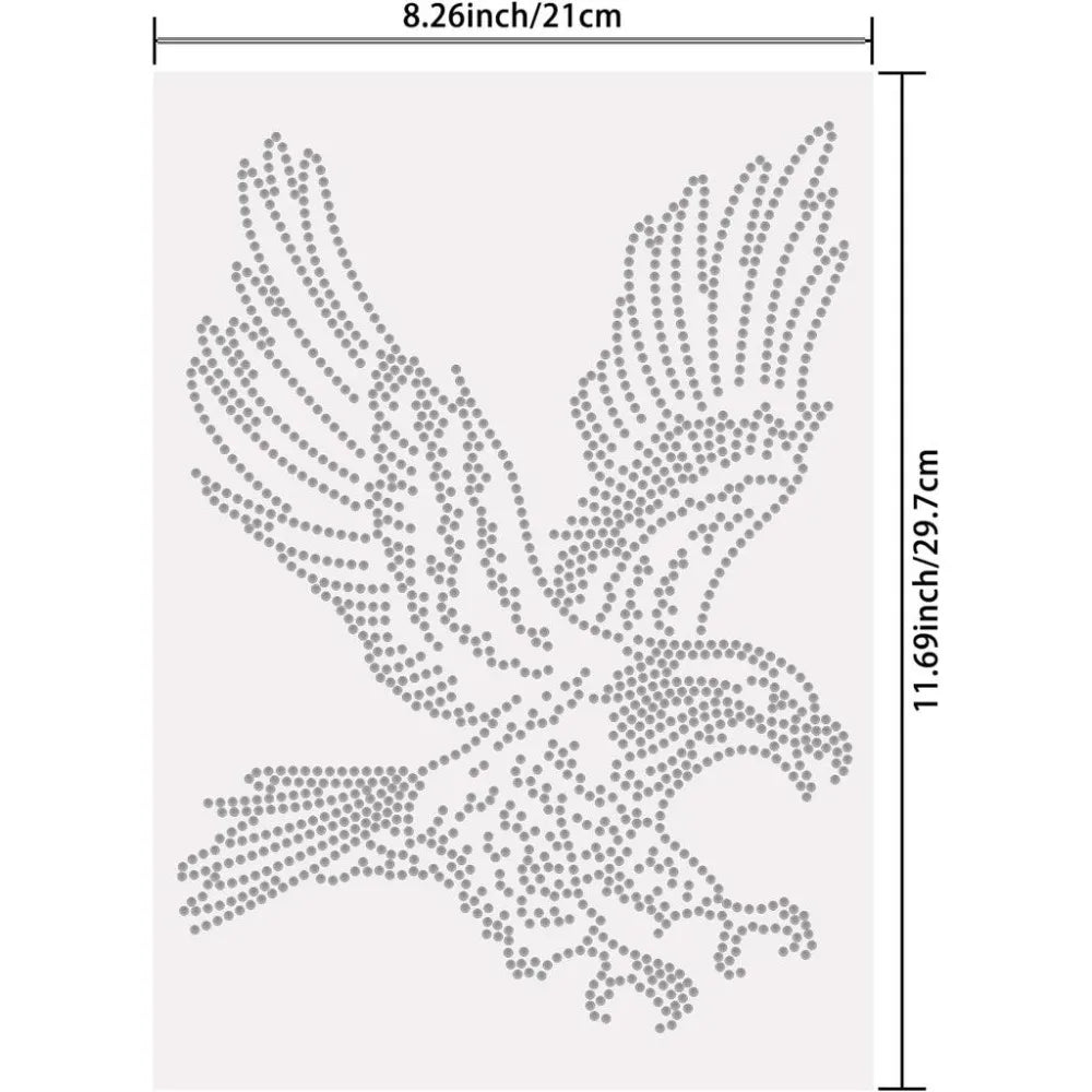 Eagle Rhinestone Iron-On Heat Transfer Decal | Bling Patch