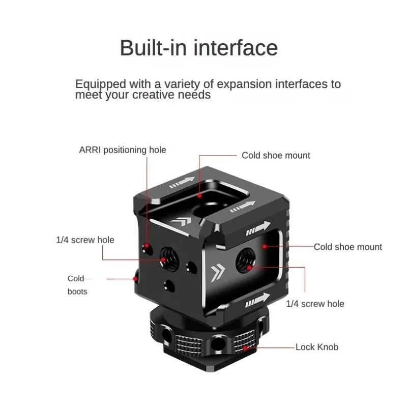 Triple Cold Shoe Mount Adapter for DSLR Camera Cage Rig