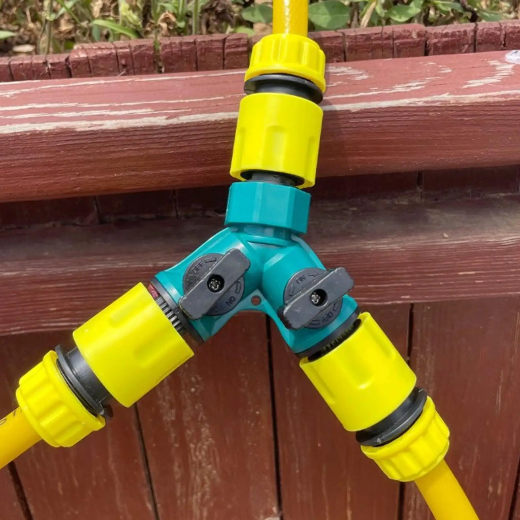 2 Way Garden Hose Splitter Connector Faucet Watering Shut Off