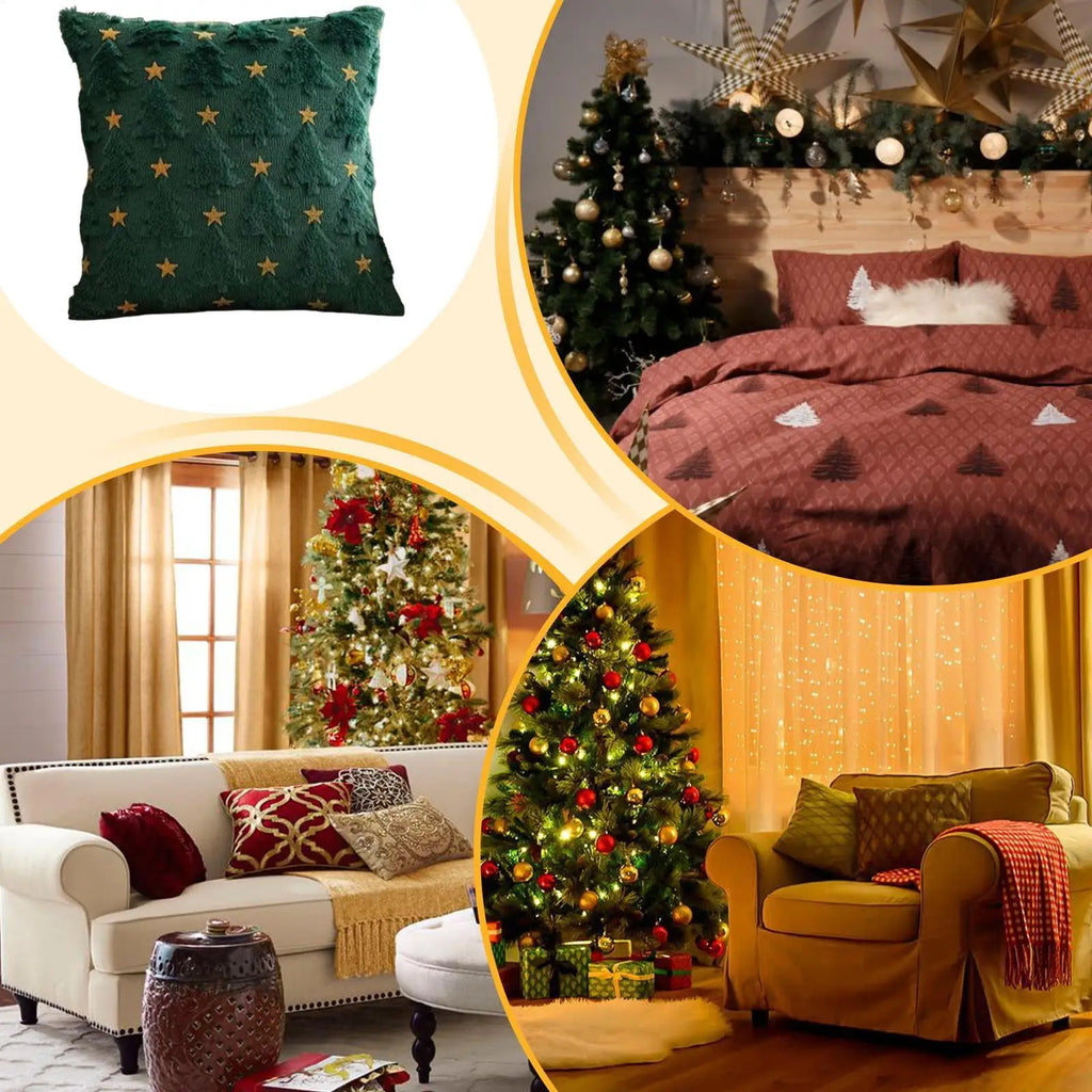 Christmas Tree Pillow Covers 17.7" | Star Pattern Cushion Cover