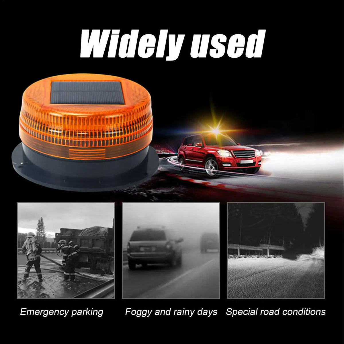 Solar Power LED Magnetic Warning Light Car Tractor Truck Strobe