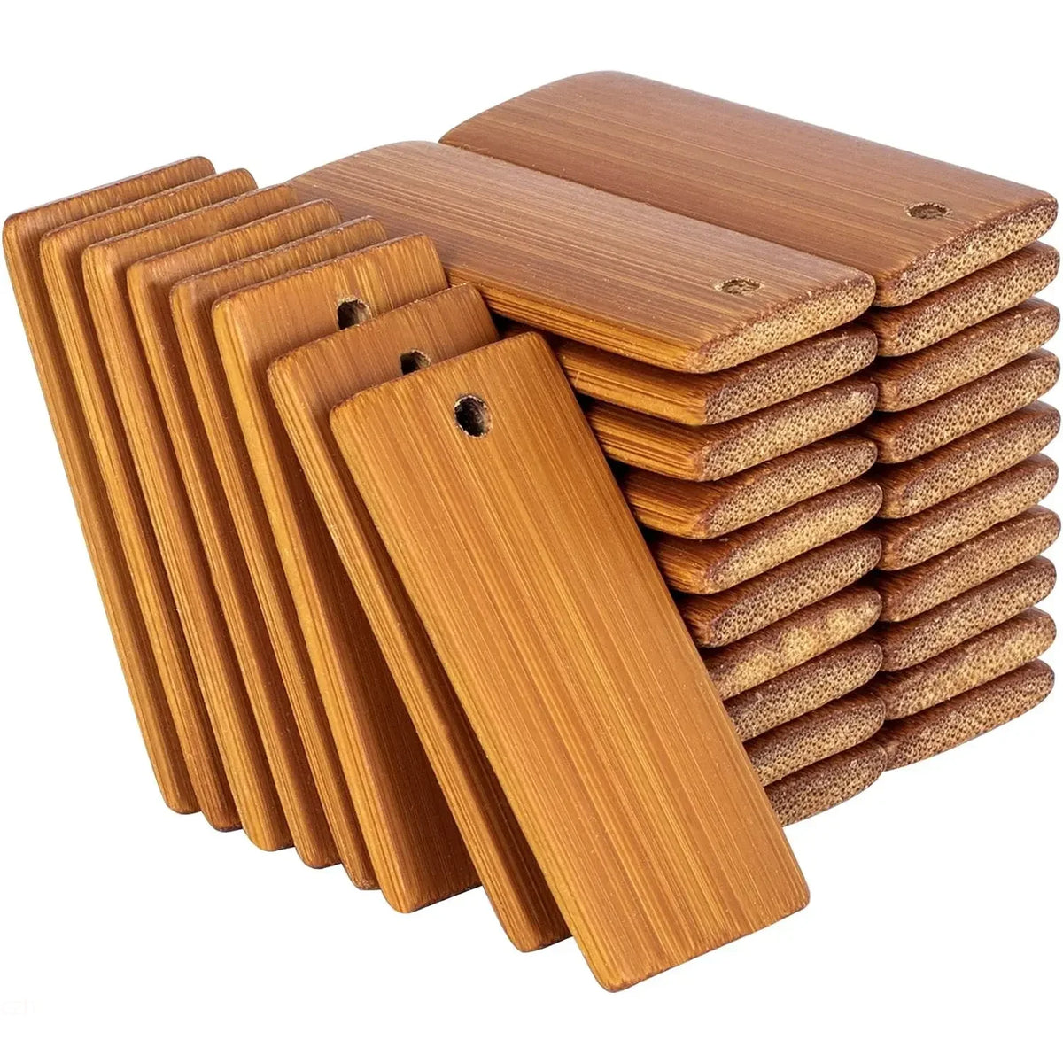 50 Pcs Bamboo Blank Tags 45x20mm – DIY Keychain Engraving Blanks