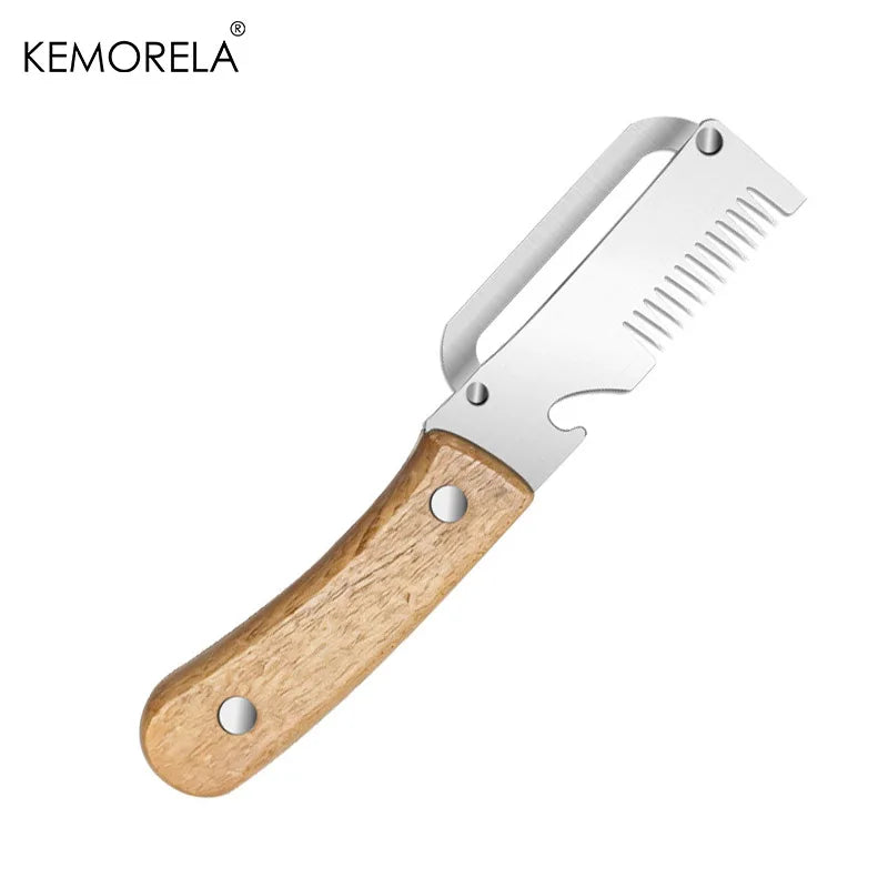 KEMORELA Stainless Steel Peeler & Slicer – Wooden Handle
