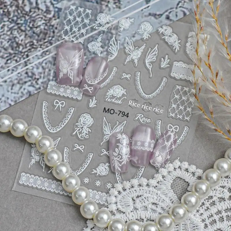 Lace Flower Bow Hollow Nail Stickers | DIY Manicure Appliqués