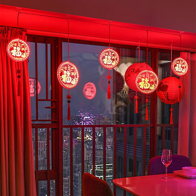 Year Decorative Lights Festive Fu Characters Spring Festival Hanging