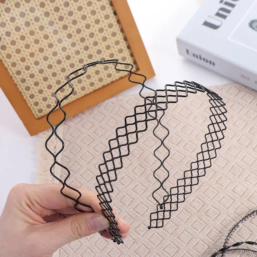 Cross Wave Metal Hair Hoop Headband – Unisex Korean Style