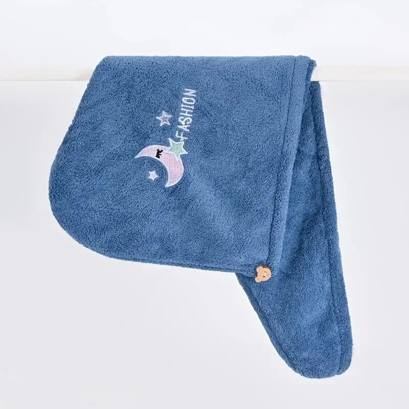 Quick-Dry Microfiber Hair Towel Wrap Bonnet for Women & Girls