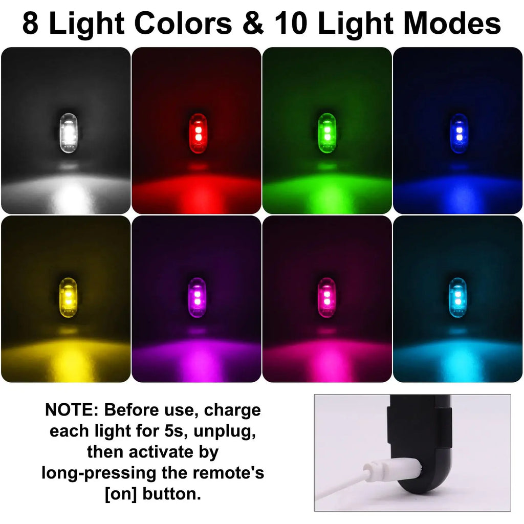 RGB LED Drone & Motorcycle Strobe Light | 8 Colors Remote USB