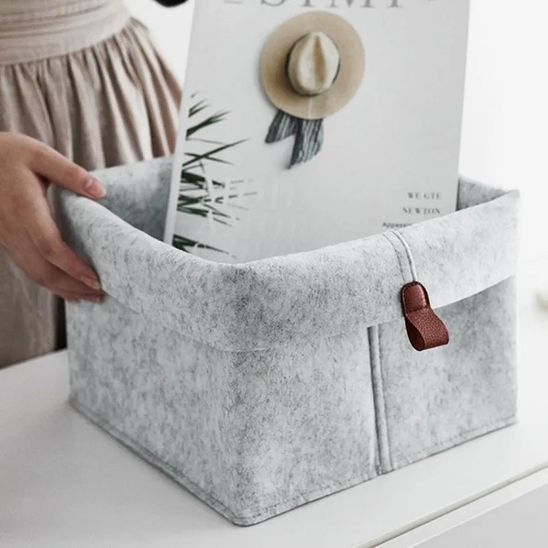 Foldable Felt Storage Basket – Desktop & Home Organizer 1–5 PCS